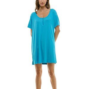 #23. Roudelain Women's Short-Sleeve Henley Sleepshirt - Maui Blue